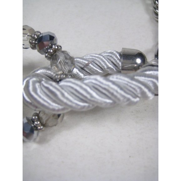 Imitation Pearl Beaded Necklace 45 inch Silvertone Heavy Chain Strand Statement - Picture 3 of 13